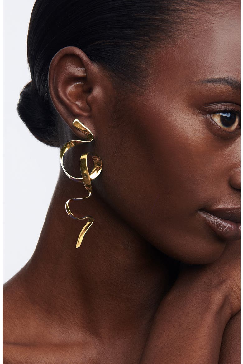 Allegro Ribbon Drop Earrings, Alternate, color, GOLD