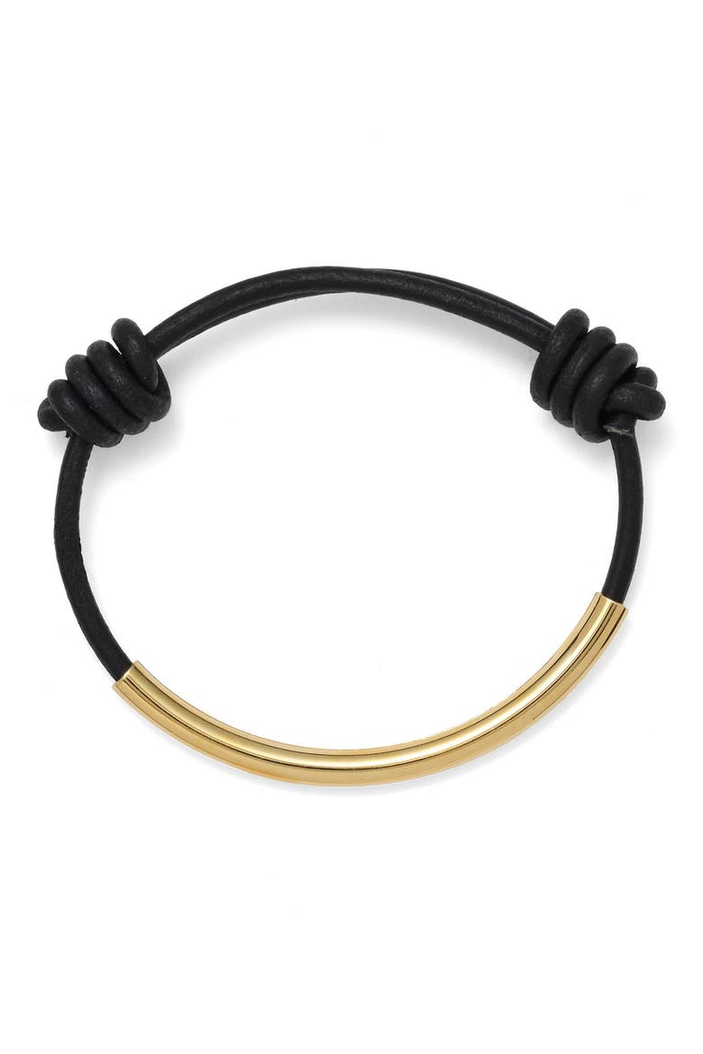 Leather Bond Bracelet, Main, color, GOLD/ BLACK