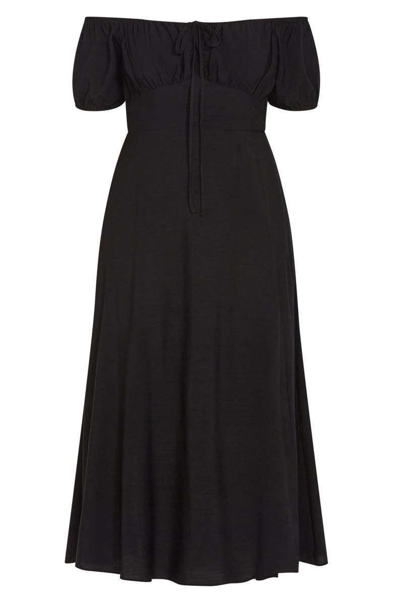 City Chic Abbigail Puff Sleeve Maxi Dress, Alternate, color, Black