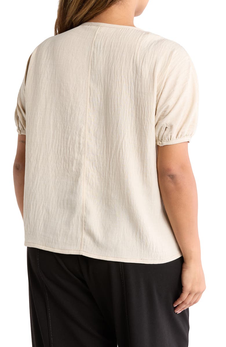 MAX STUDIO Bubble Short Sleeve Top, Alternate, color, Heather Oatmeal