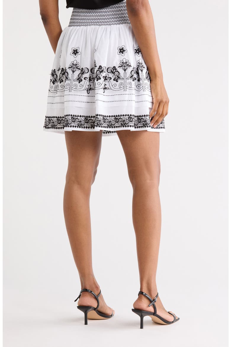 Embroidered Short Skirt, Alternate, color, WHITE/ BLACK