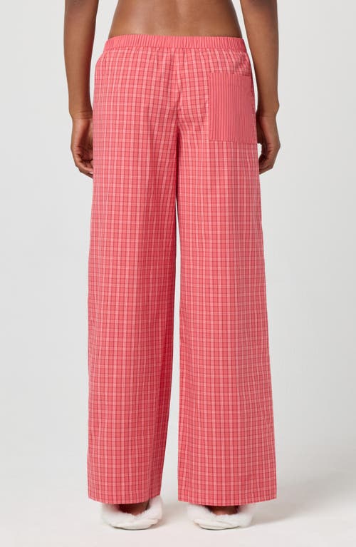 Florence By Mills Micro Plaid Wide Leg Pants In Pink