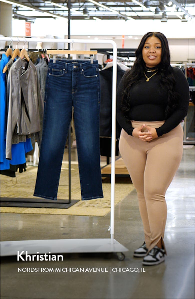 Good Classic Split Back Pocket Straight Leg Jeans, sales video thumbnail