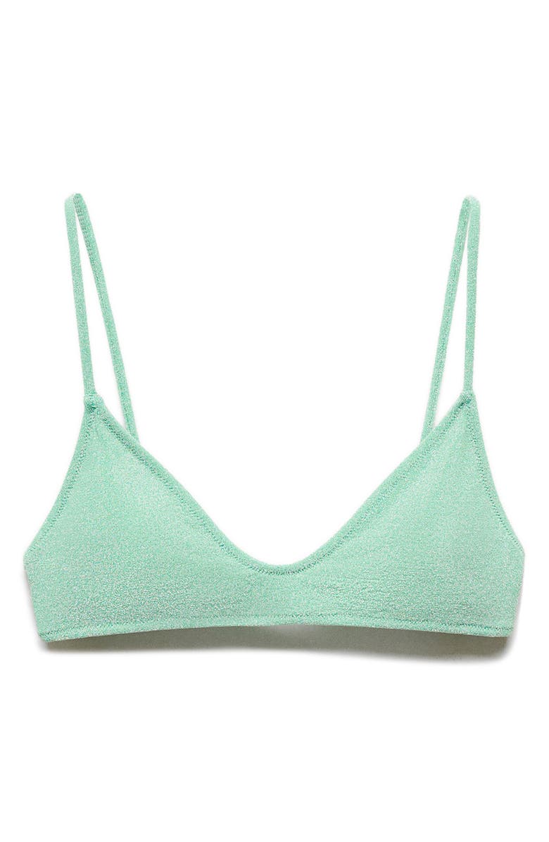 MANGO Textured Bikini Top, Main, color, Turquoise