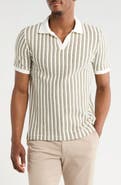 DENIM AND FLOWER Geo Stripe Cotton Blend Polo