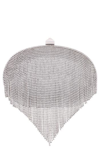 Nina Crystal Chain Draped Minaudier In Silver