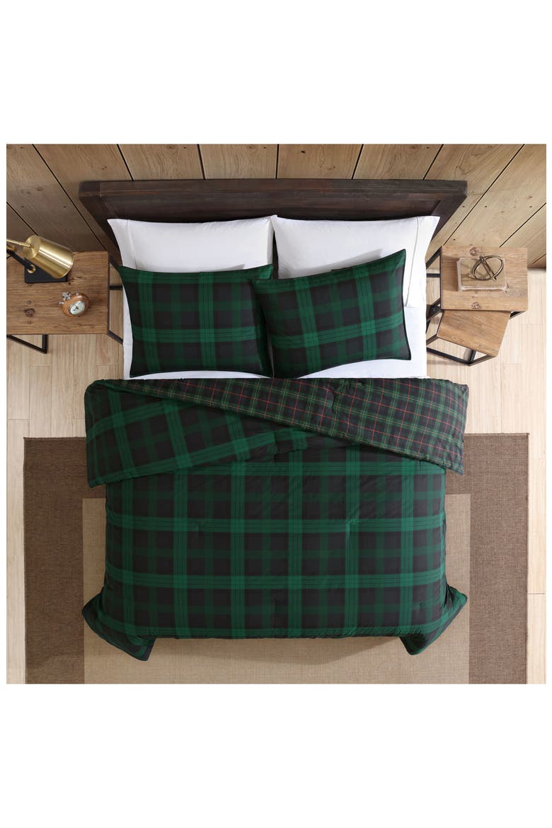 Woodland Tartan Plaid Twin Comforter Set, Alternate, color, PINE