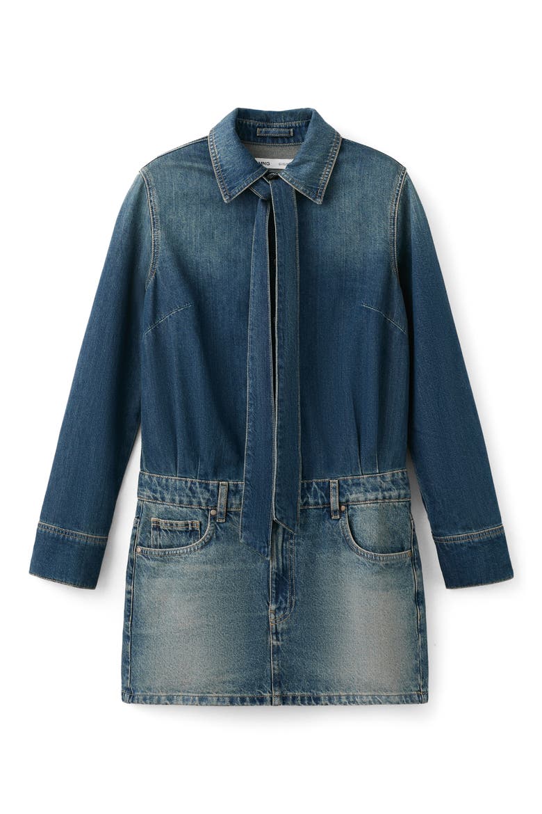 Combined Denim Dress, Main, color, MEDIUM BLUE