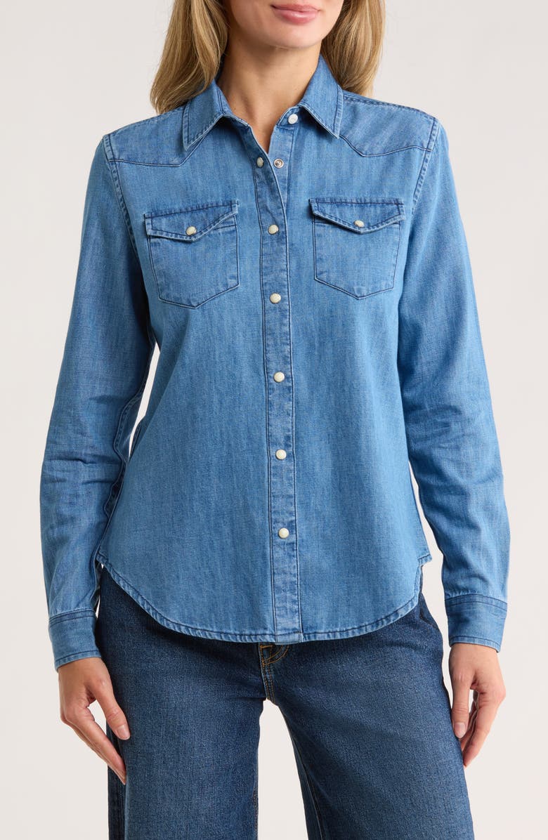 Tailor Vintage Denim Western Shirt, Main, color, Light Wash
