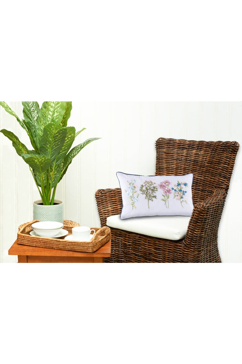 Delicate Floral Ribbon Pillow, Alternate, color, White