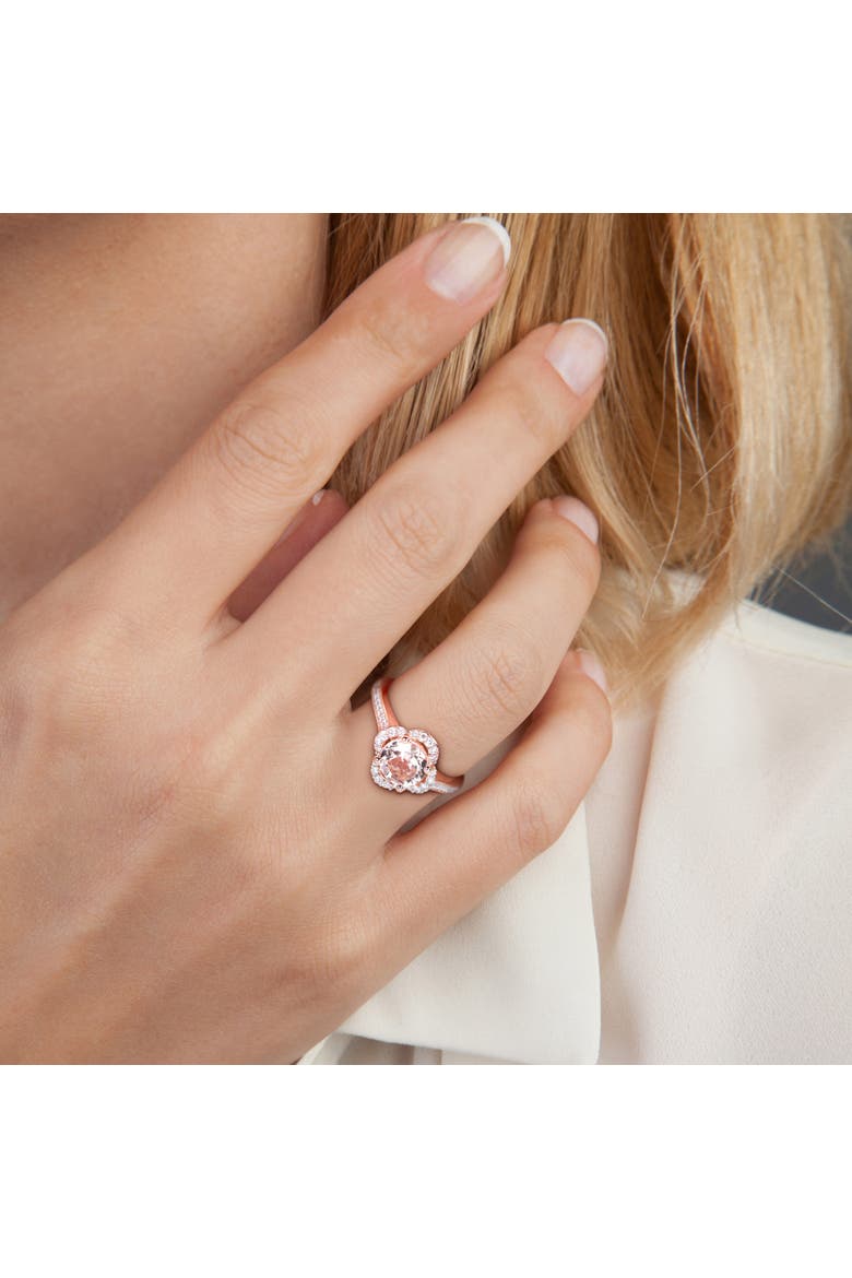 Morganite & Diamond Quatrefoil Halo Ring 14k, Alternate, color, Morganite