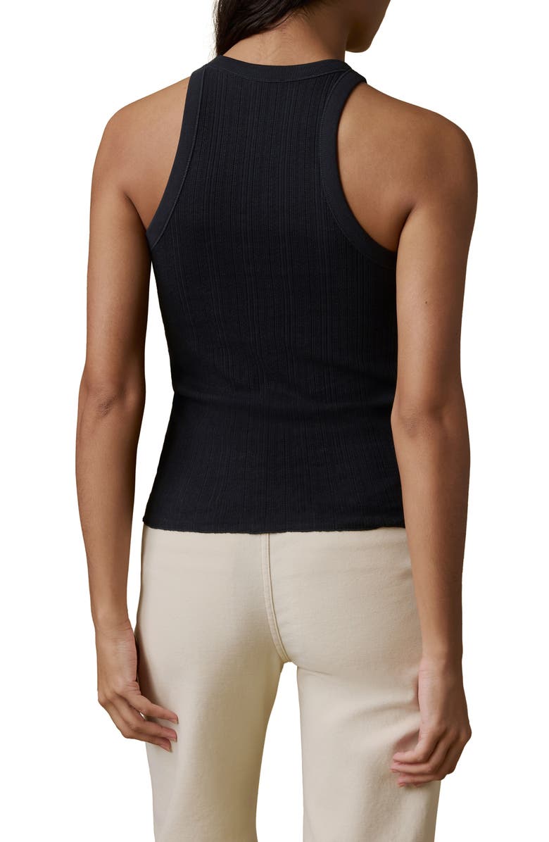 Faherty Paradise Pointelle Organic Cotton Tank, Alternate, color, Black