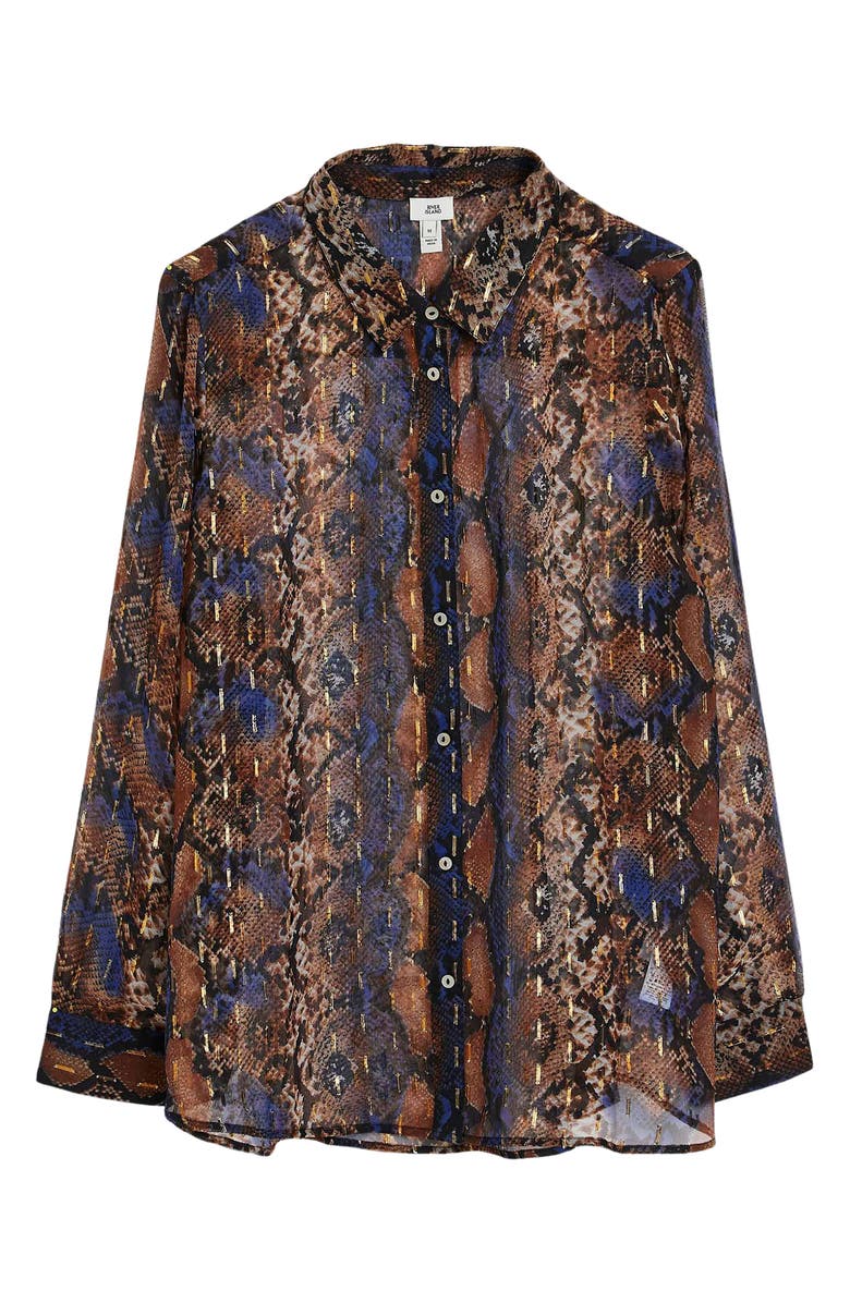 River Island Snakeskin Print Chiffon Top, Alternate, color,
