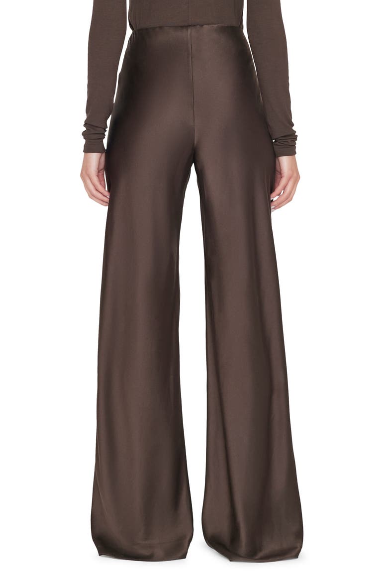 Wide Leg Pull-On Silk Pants, Alternate, color, ESPRESSO