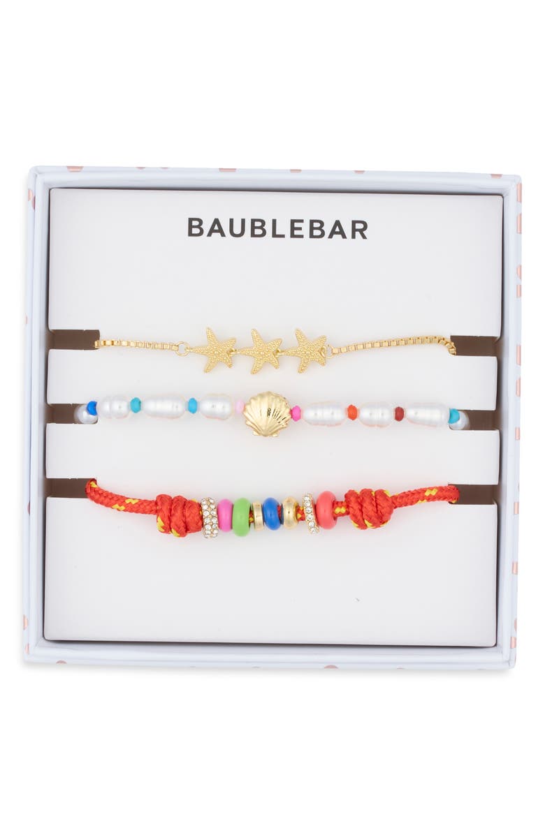 BaubleBar Forever Coastal Set of 3 Bracelets, Main, color, Orange Multi