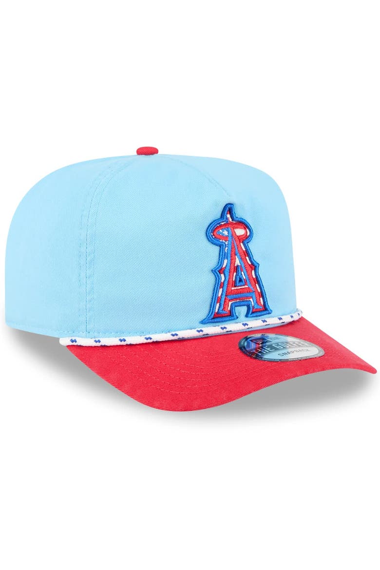 Men's New Era Light Blue/Red Los Angeles Angels 2025 Fourth of July Golfer Snapback Hat, Alternate, color, Light Blue