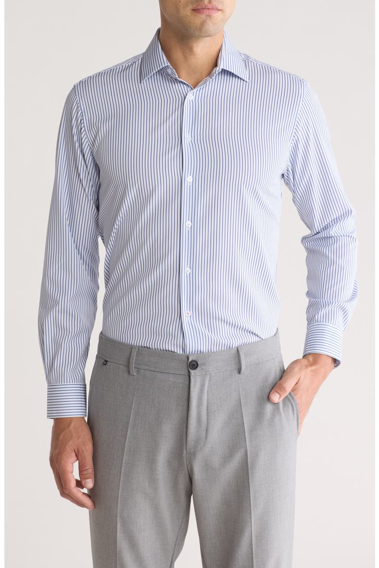 Slim Fit Stripe Dress Shirt, Main, color, WHITE/ BLUE