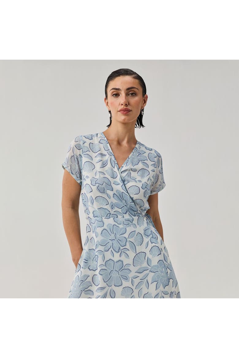 Soft Floral Wrap Midi Dress, Alternate, color, Porcelain Bloom