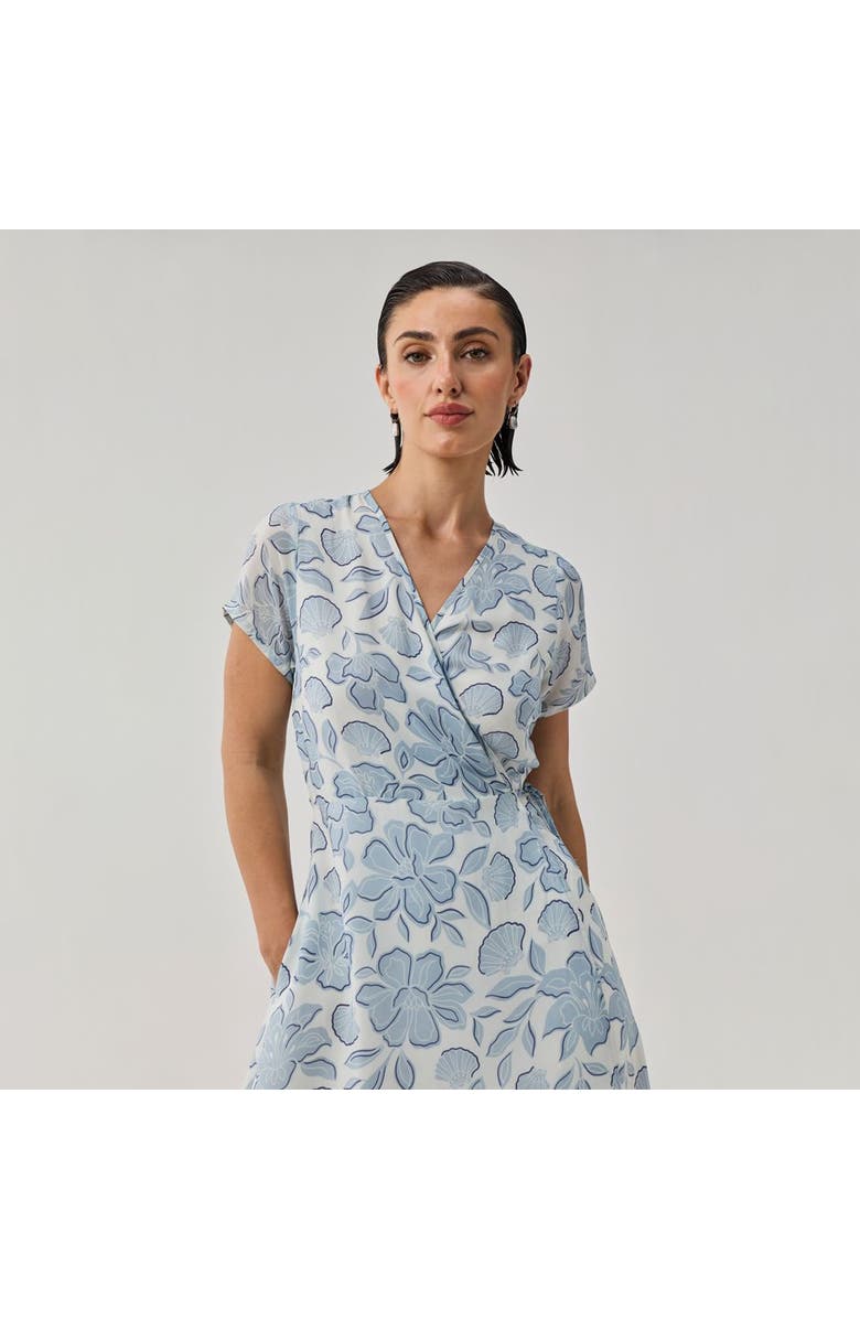 Reistor Soft Floral Wrap Midi Dress, Alternate, color, Porcelain Bloom