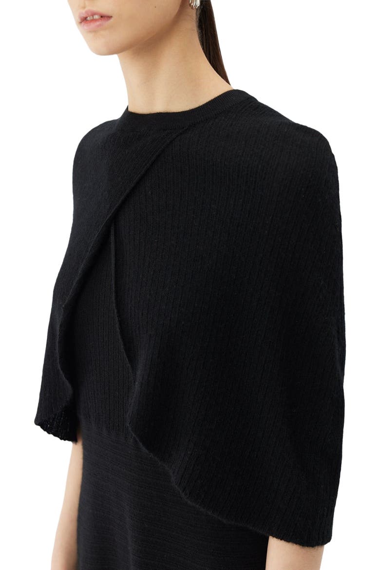 Lightweight Silk Cashmere Capelet, Alternate, color, Black