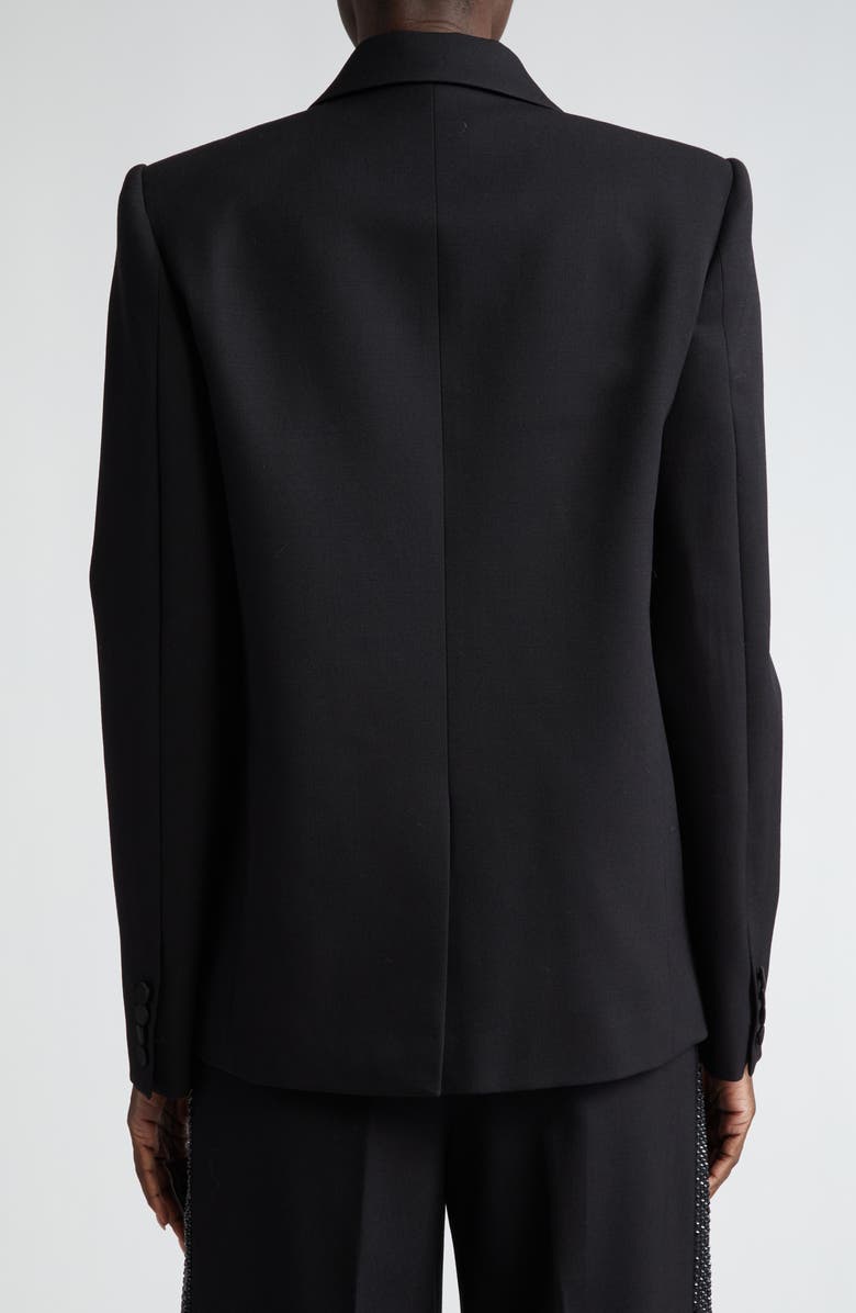 Area Crystal Embellished Double Breasted Stretch Wool Tuxedo Jacket, Alternate, color,