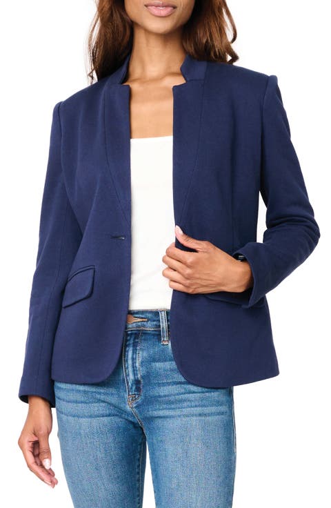 Inverted Notch Collar Cotton Blend Knit Blazer (Regular & Petite)