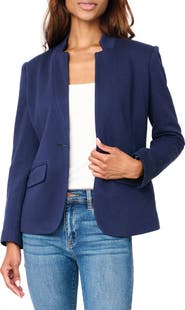 GIBSONLOOK Inverted Notch Collar Cotton Blend Knit Blazer
