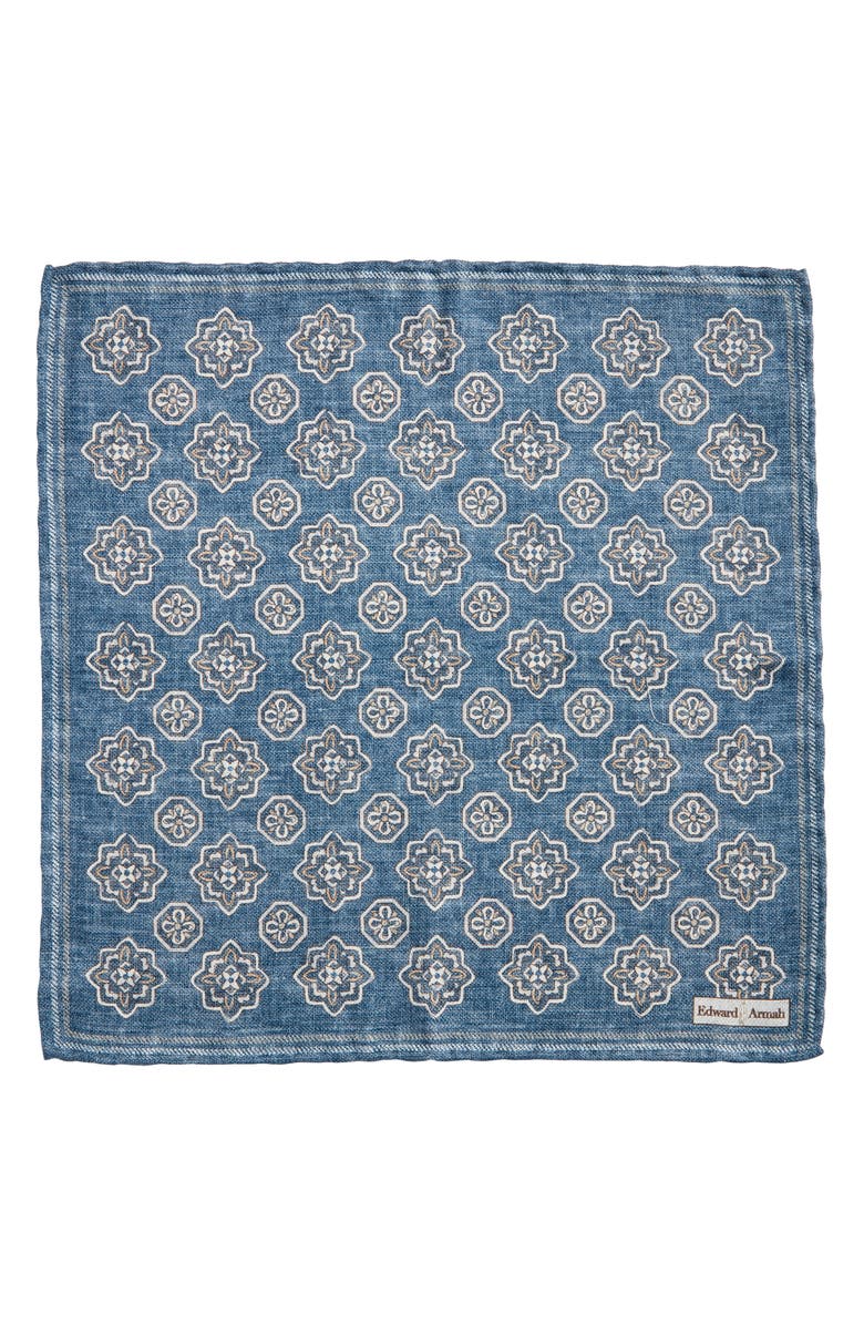 EDWARD ARMAH Medallion & Paisley Reversible Silk Pocket Square, Alternate, color, 