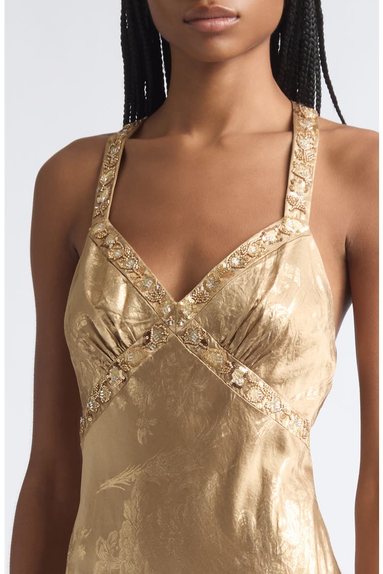 Gilded Peony Thalie Midi Dress, Alternate, color, GOLDEN GLOW