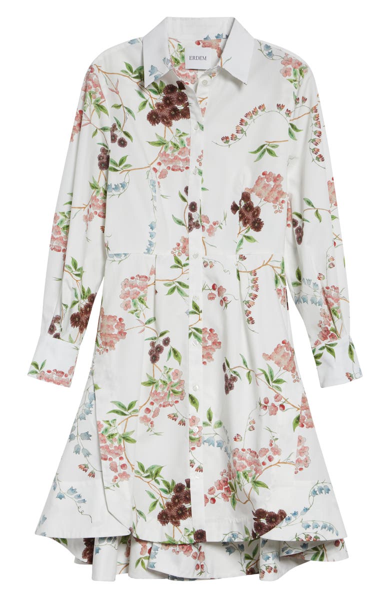 Erdem Chintz Floral Long Sleeve Organic Cotton Poplin Shirtdress, Main, color, French Chintz Multi White