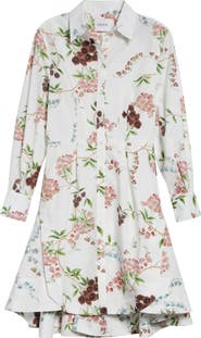Erdem Chintz Floral Long Sleeve Organic Cotton Poplin Shirtdress