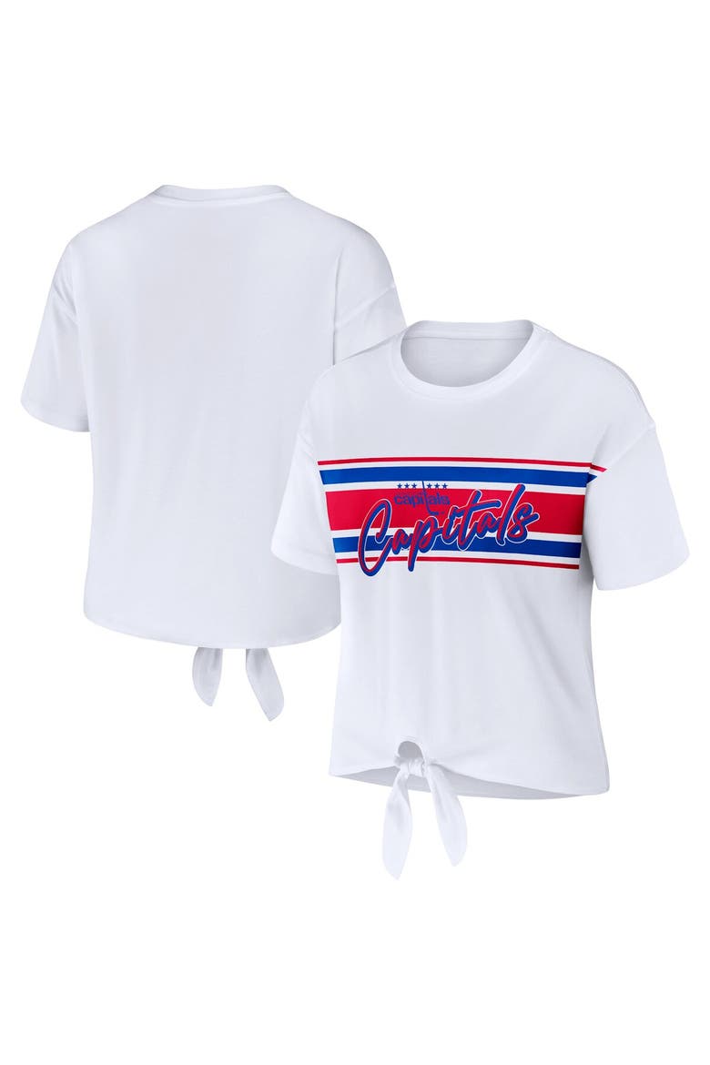 Women's WEAR by Erin Andrews White Washington Capitals Front Knot T-Shirt, Main, color, White