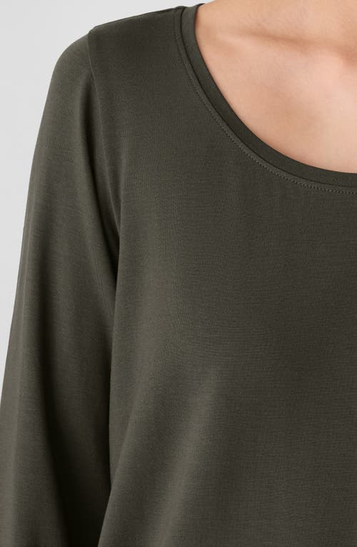 Eileen Fisher Scoop Neck Stretch Jersey Shirt In Green