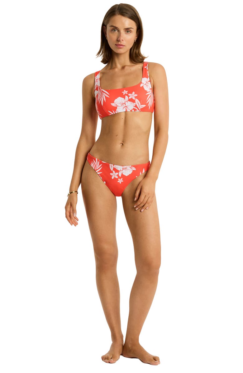 Sea Level Aloha Cheeky Bikini Bottoms, Alternate, color, Flame