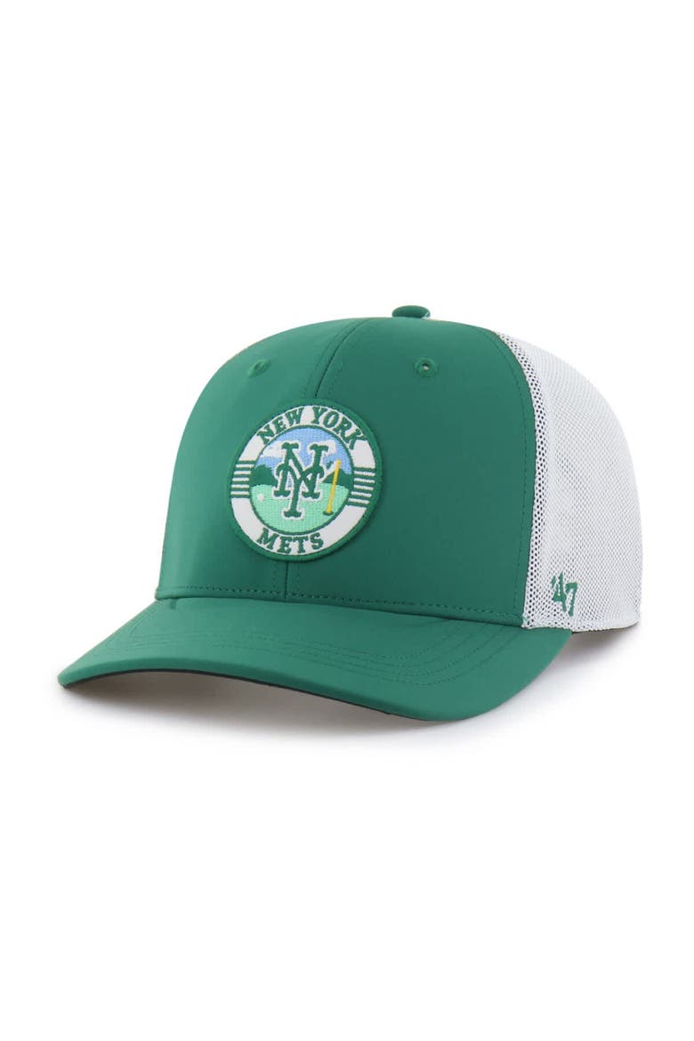 Men's '47 Kelly Green/White New York Mets Elevated Greens Adjustable Trucker Hat, Main, color, Kelly Green