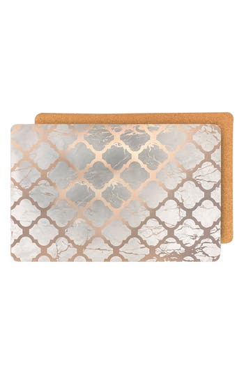 Dainty Home Marble Print Set Of 4 Placemats In Brown