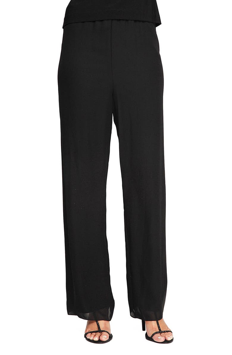 Alex Evenings Chiffon Pants, Main, color, Black