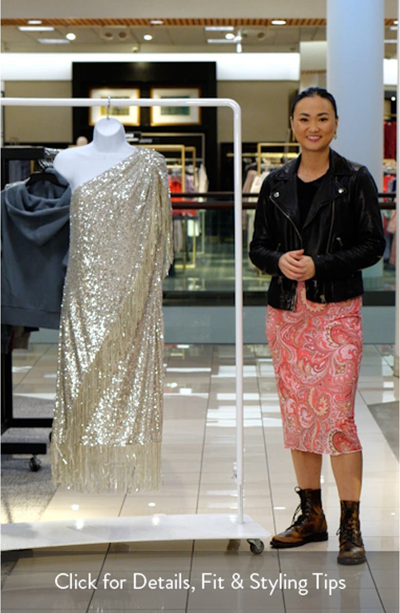 Badgley Mischka One-Shoulder Evening Dress, sales video thumbnail