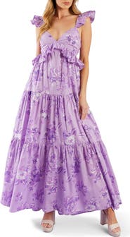 FLYING TOMATO Ruffle Trim Maxi Dress