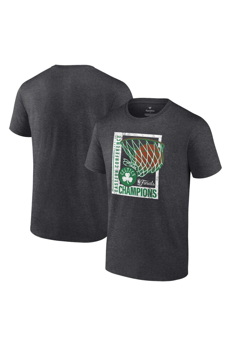 Men's Fanatics Heather Charcoal Boston Celtics 2024 Eastern Conference Champions Full Court Trap T-Shirt, Main, color, Heather Charcoal