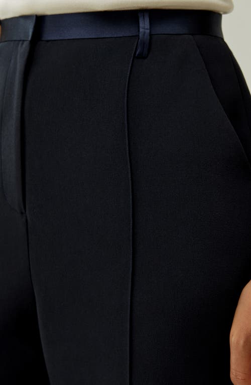 Shop Lilysilk Sophisticated Slim-fit Adjustable Silk Ankle Pants In Midnight Blue