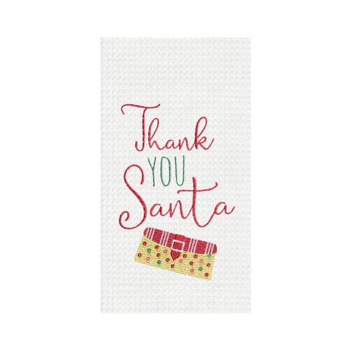 C & F Home C&f Home Thank You Santa Embroidered Waffle Weave Kitchen Towel In Multi