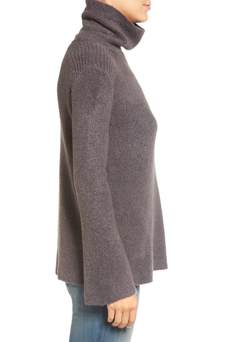 Bell Sleeve Turtleneck Sweater, Alternate, color, GREY FORGED RAINBOW MULTI