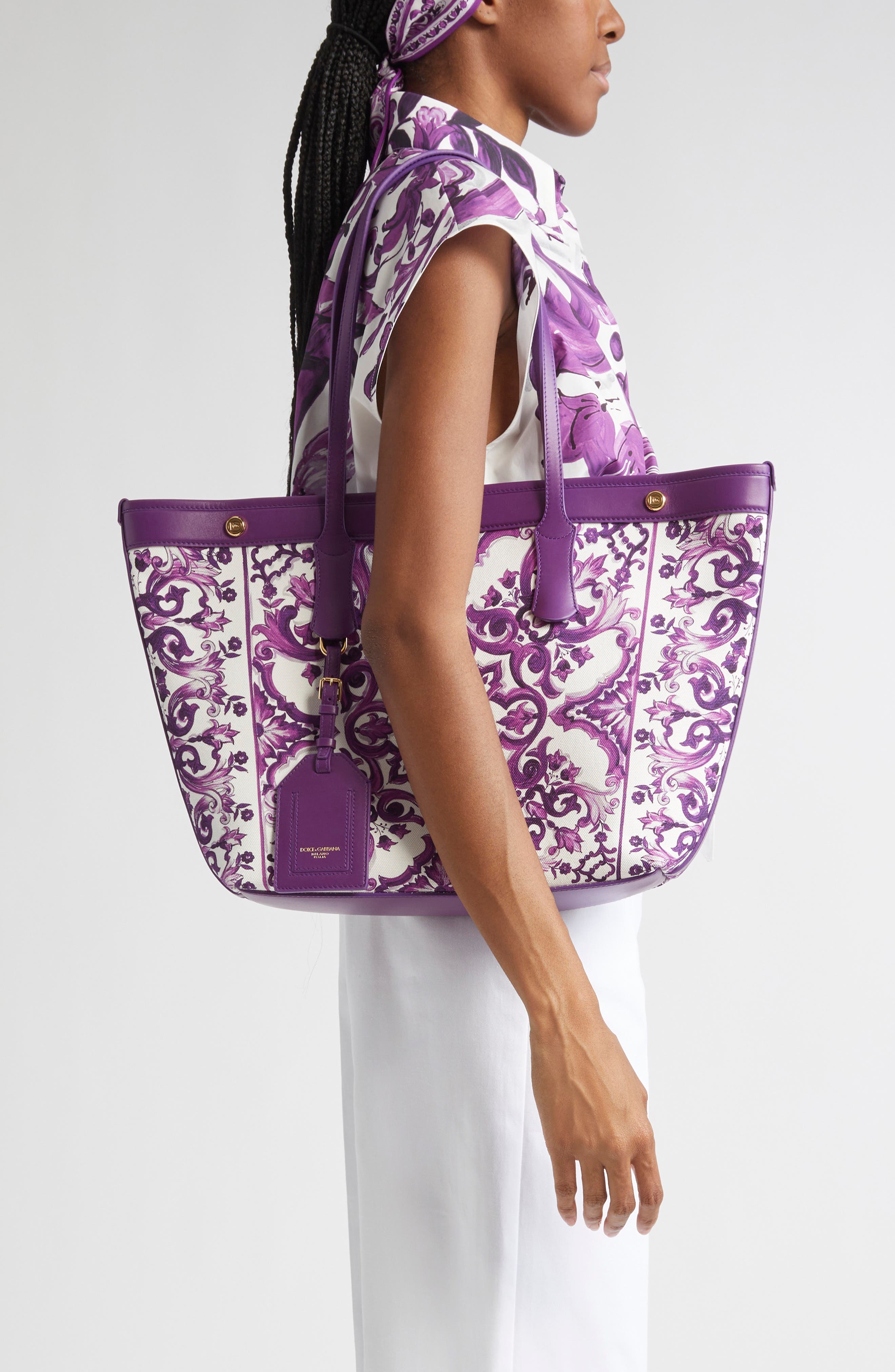 Dolce&Gabbana Atene Maiolica Tote, Alternate, color, I23tn Maiolica 1 Viola