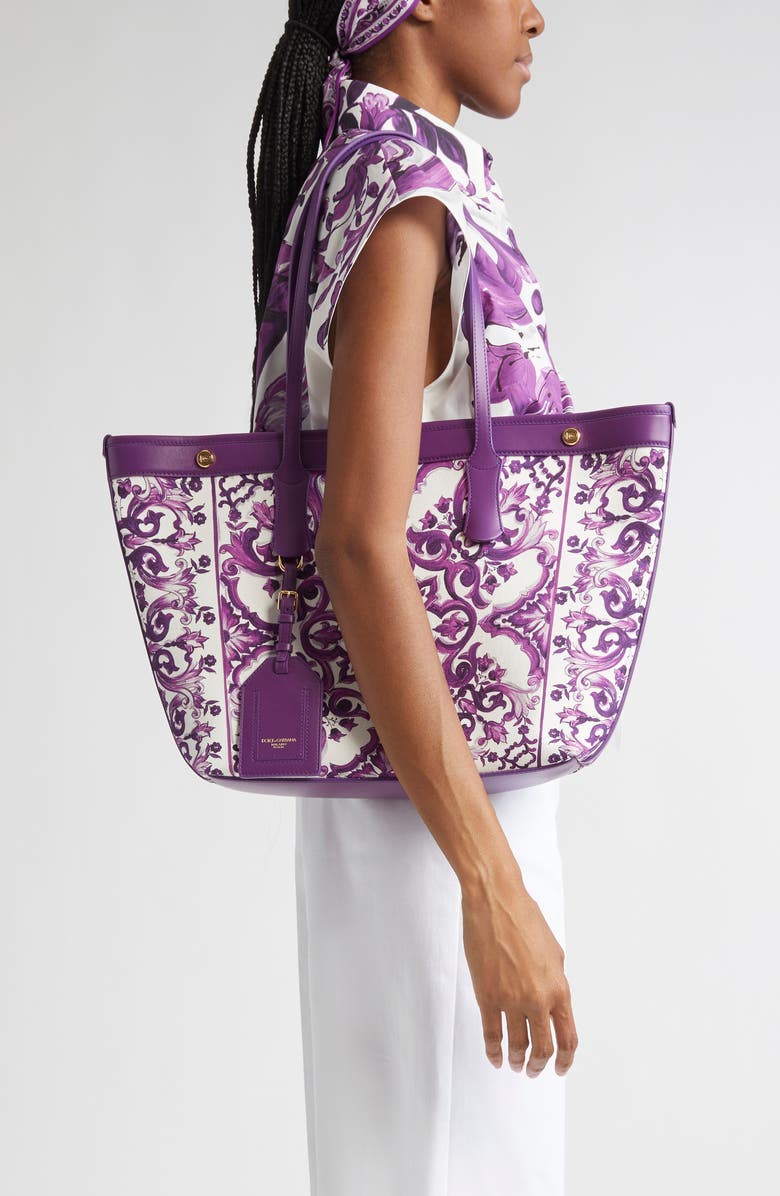 Dolce&Gabbana Atene Maiolica Tote, Alternate, color, I23tn Maiolica 1 Viola