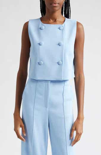 Veronica Beard Drexley Boxy Sleeveless Button-Up Top