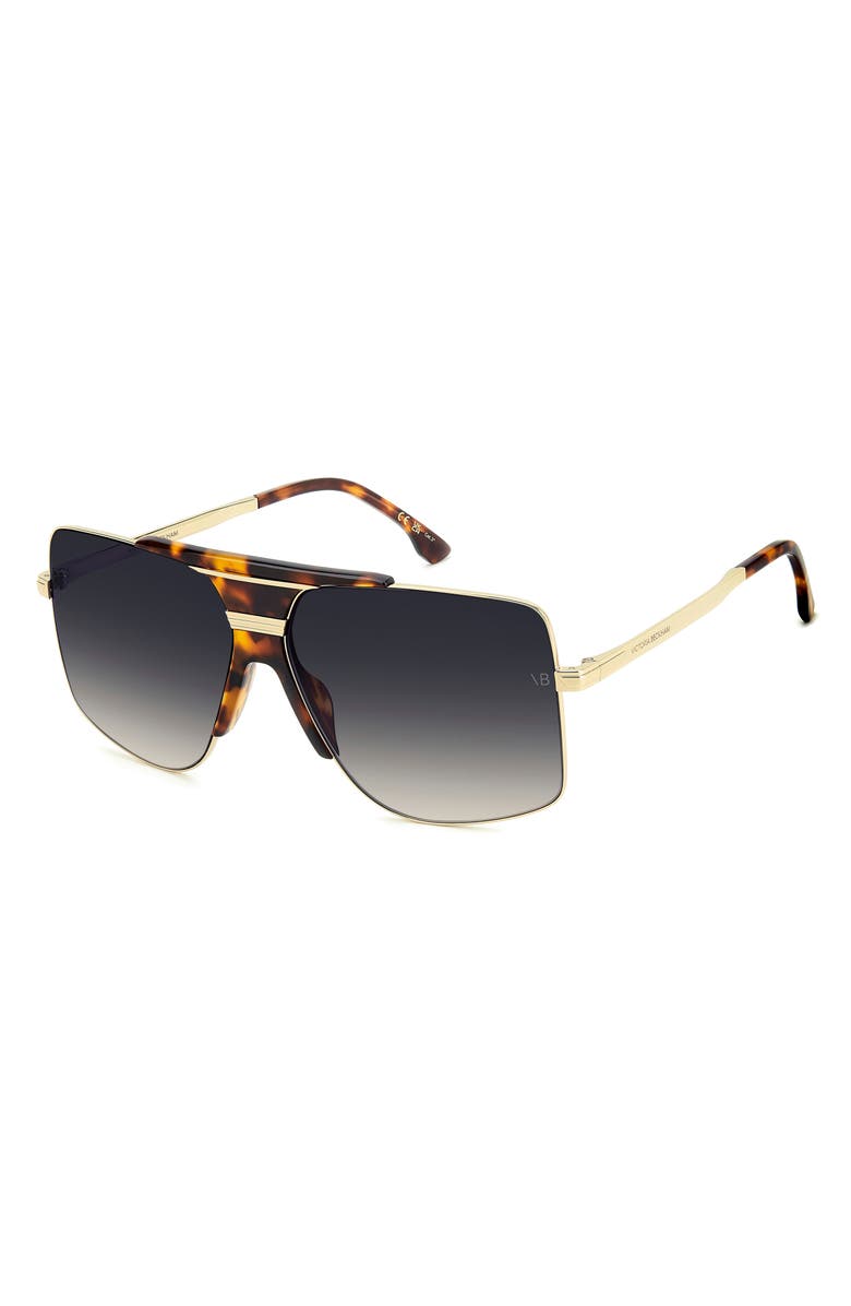 Victoria Beckham 62mm Square Aviator Sunglasses, Alternate, color, Havana Gold/ Dk Blue Sf