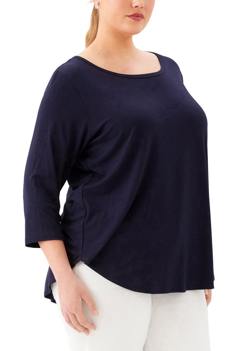 Karen Kane Jersey Shirttail Top, Alternate, color, Navy