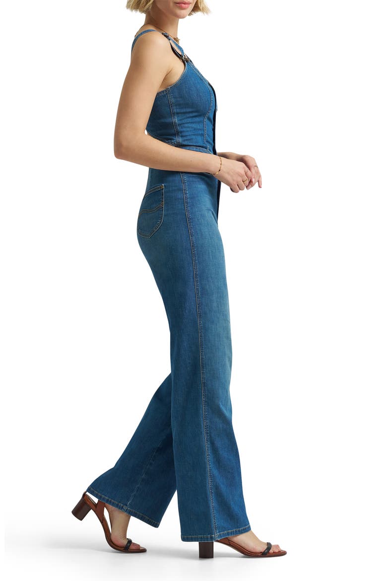 Cutout Denim Jumpsuit, Alternate, color, BLUE ARROW