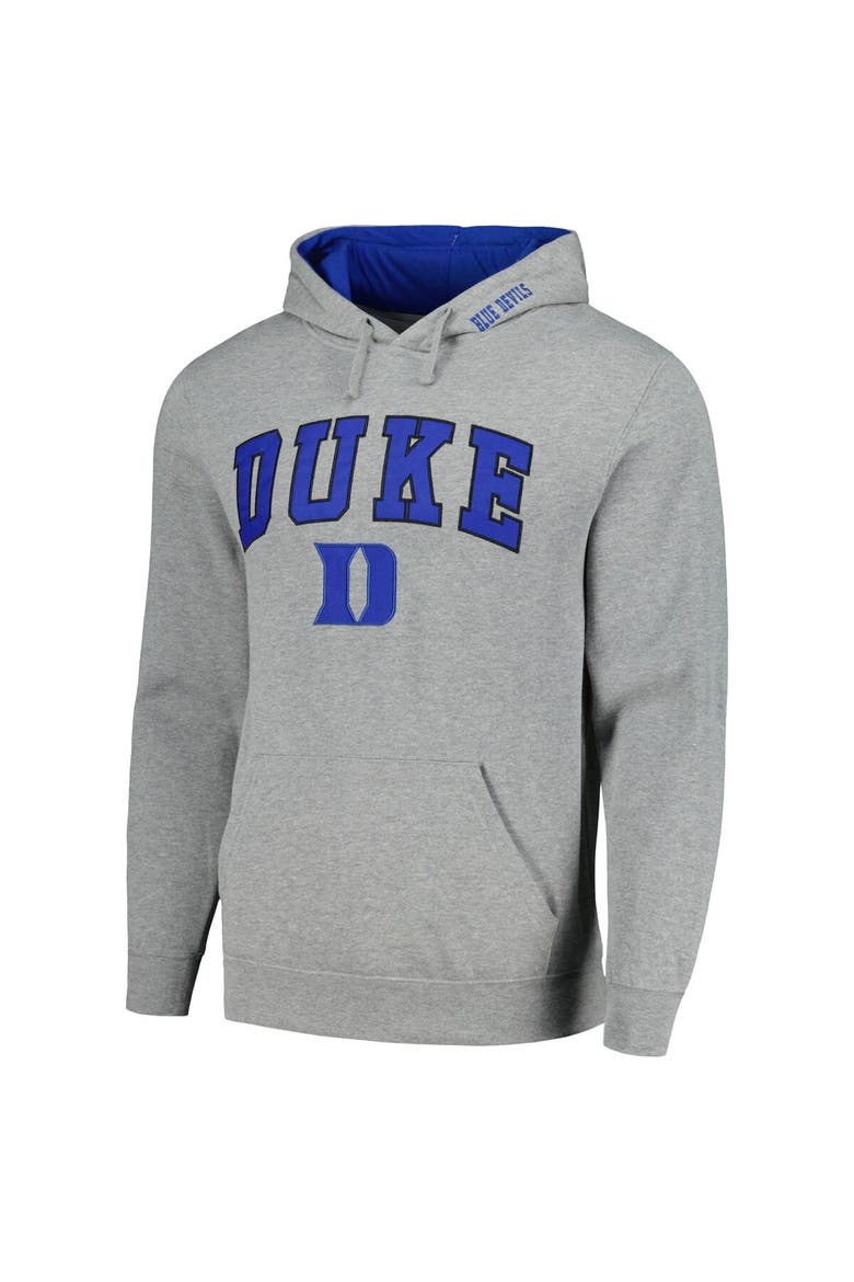 Men's Colosseum Heather Gray Duke Blue Devils Arch & Logo 3.0 Pullover Hoodie, Alternate, color, Charcoal